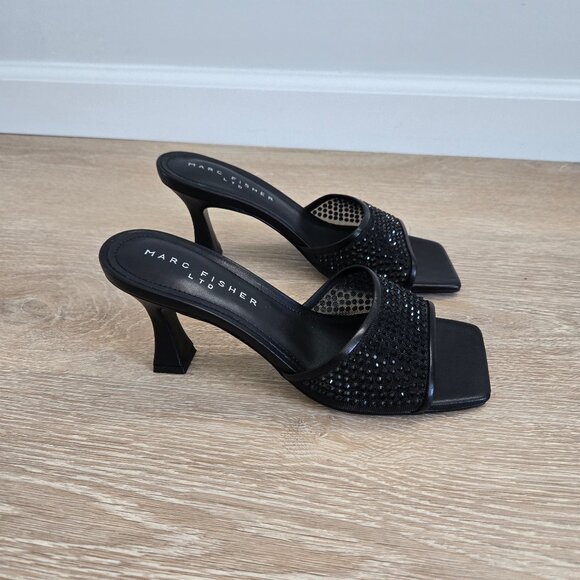 Marc Fisher LTD Women's Delaney Heeled Sandal Open Toe Black New In Box Size 7.5 - Picture 12 of 17